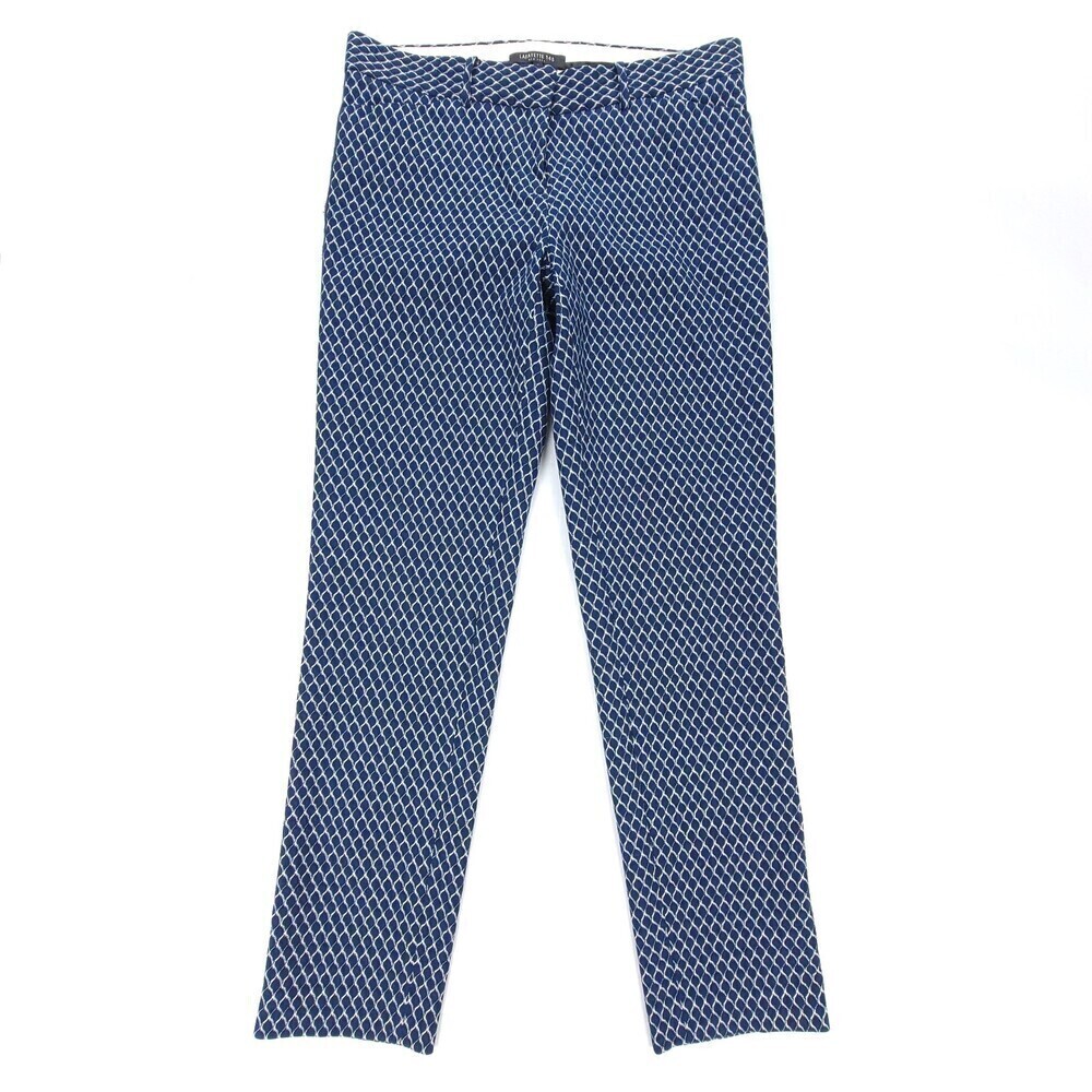 LAFAYETTE 148 Tailored Slim Leg Mid Rise Trouser Dress Pant Navy Print Womens 4
